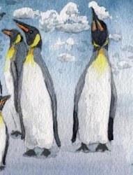 Penguin Happy Family Watercolor Composition Notebook: Journaling Lists Doodling Brainstorming Meditation Prayer Writers