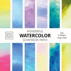 Wonderful Watercolor Scrapbook Paper - 8x8 Designer Patterns for Decorative Art, DIY Projects, Homemade Crafts, Cool Art Ideas